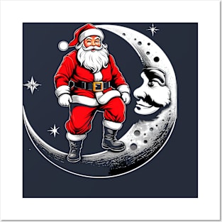 Moonlit Santa: A Solo Serenade in the Christmas Night Posters and Art